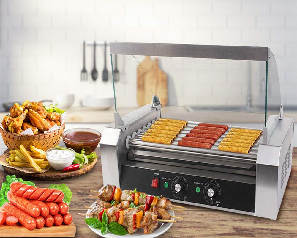 10. Safstar 7 roller hot dog grill machine:
