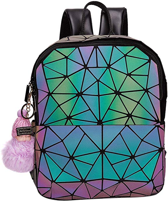 8. Geometric Handbag Luminous Flash Reflective Tote Bag Holographic Crossbody Bag for Women
