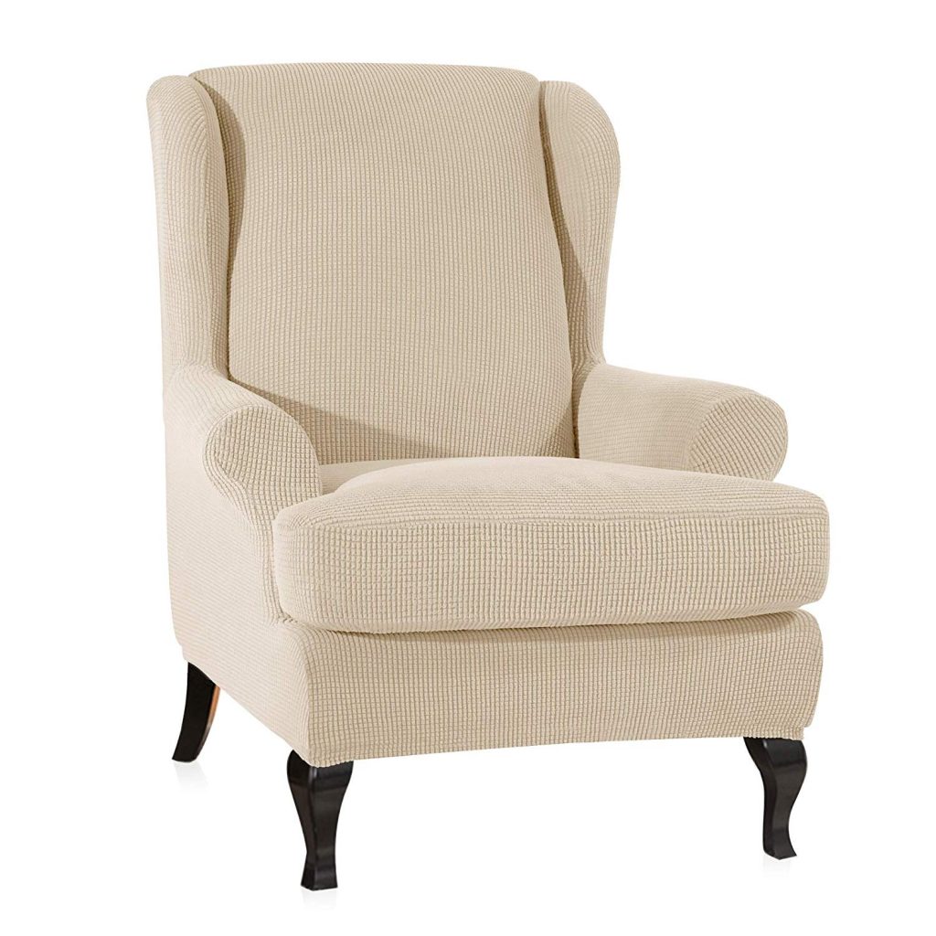 3. CHUN YI Wingback Armchair Chair Slipcovers