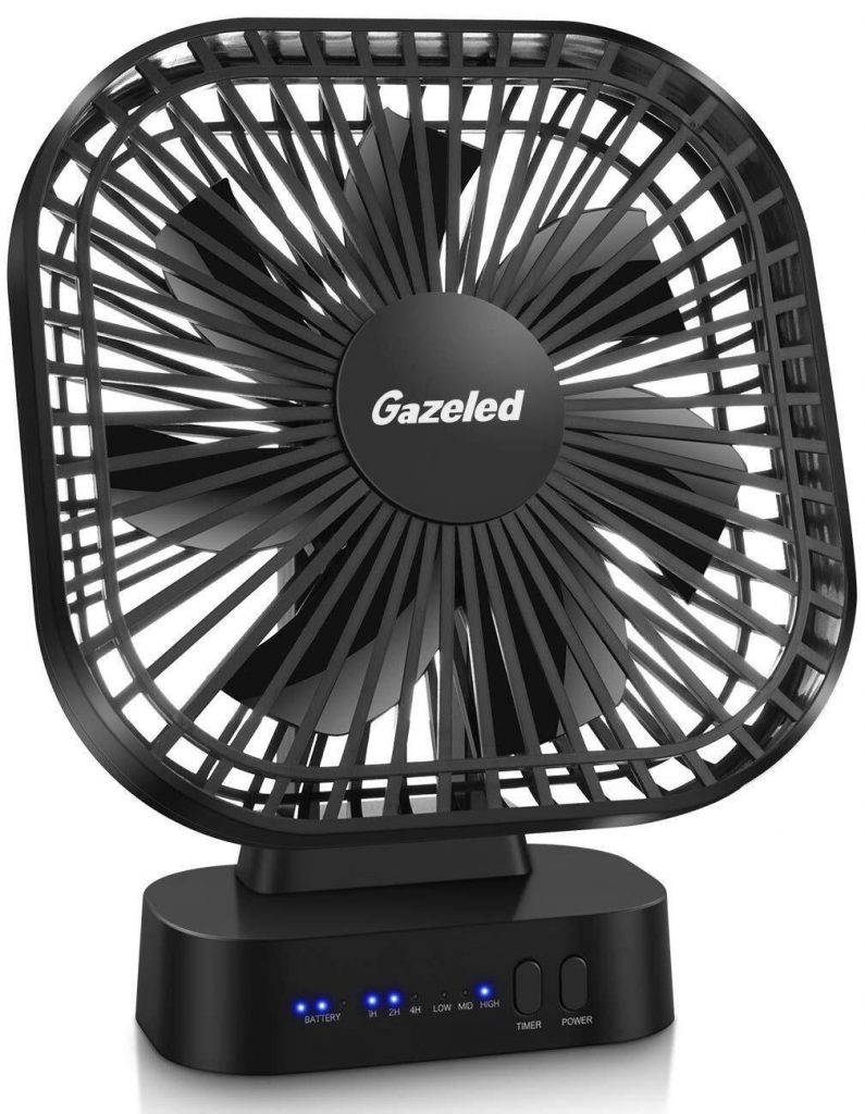 7. Gazeled Rechargeable Desk Fan
