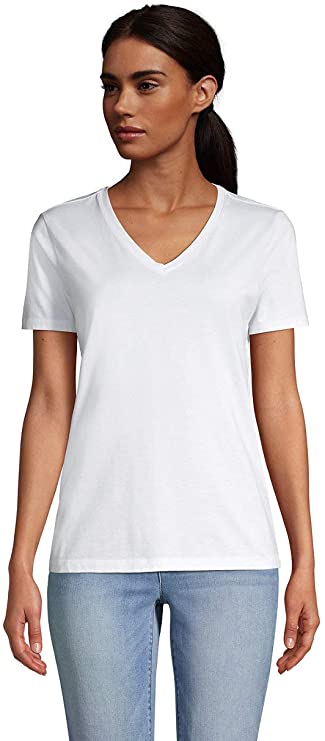 2. Lands' End Women's Supima Cotton V-Neck T-Shirt