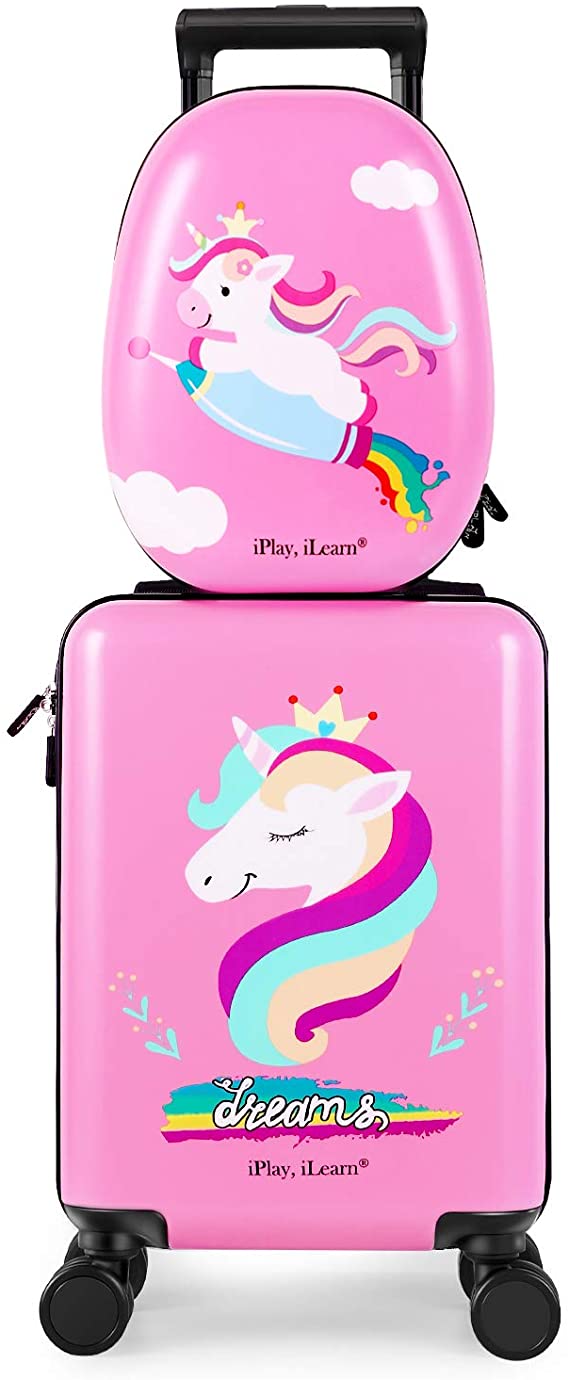 6. iPlay, iLearn Unicorn Kids Luggage Set
