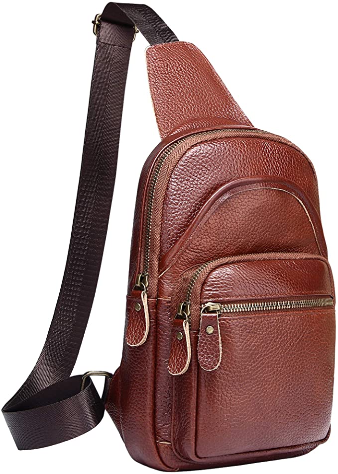 <strong>10. FEITH&FELLY Men's Genuine Leather Sling Bag</strong>