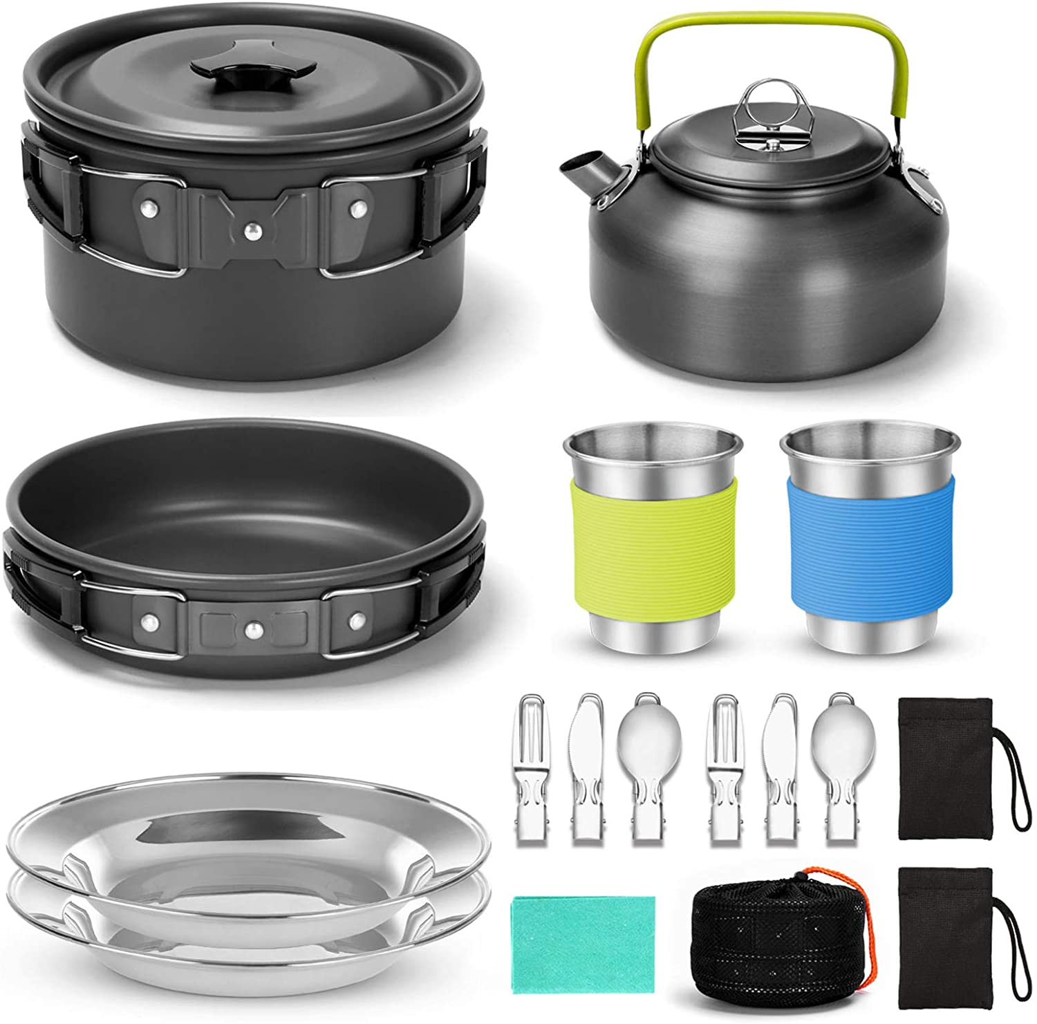 7. Odoland Camping Cookware Mess Kit